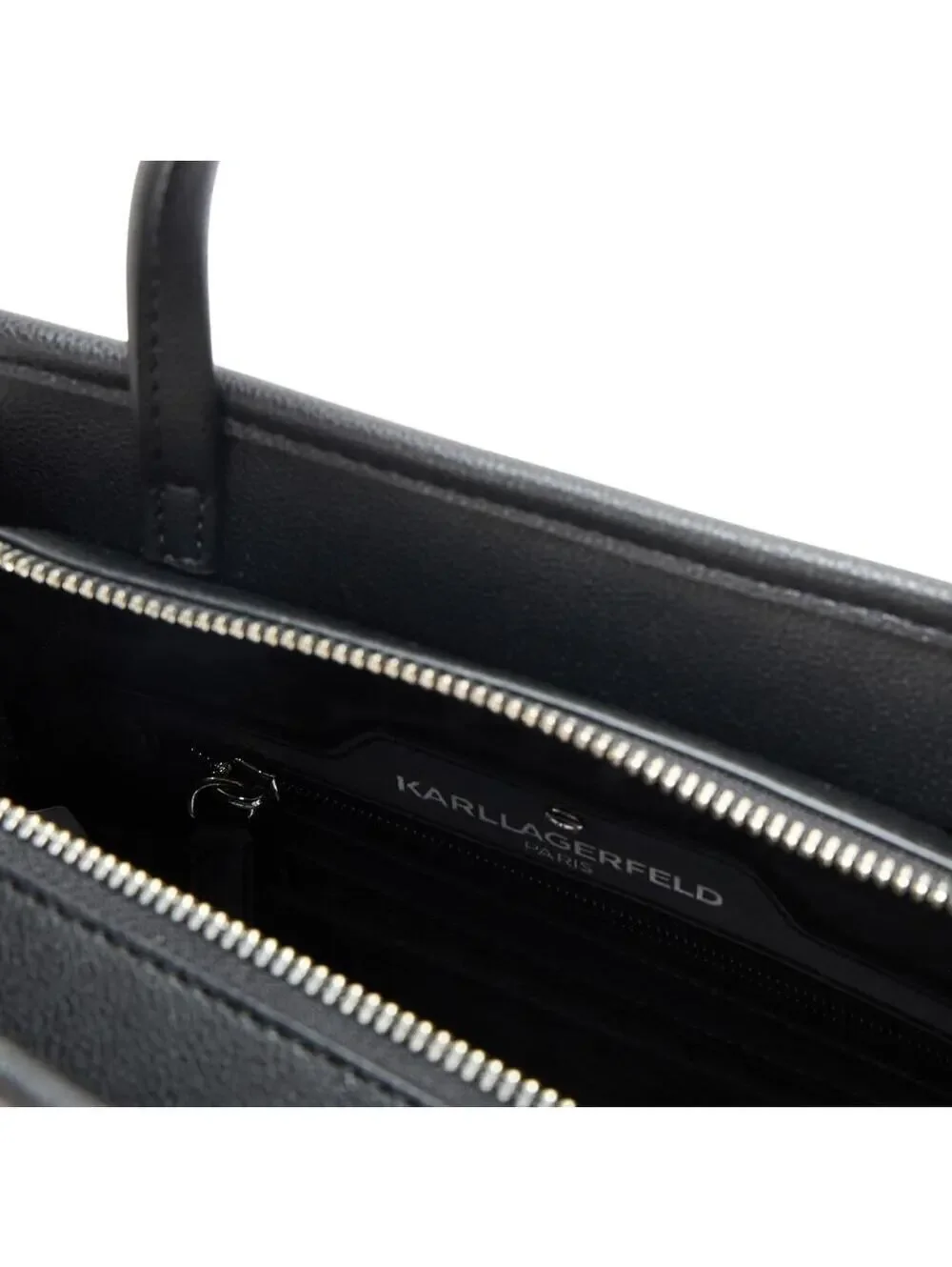 NWT Karl Lagerfeld Black Embossed LOGO Maybelle Satchel Handbag Purse